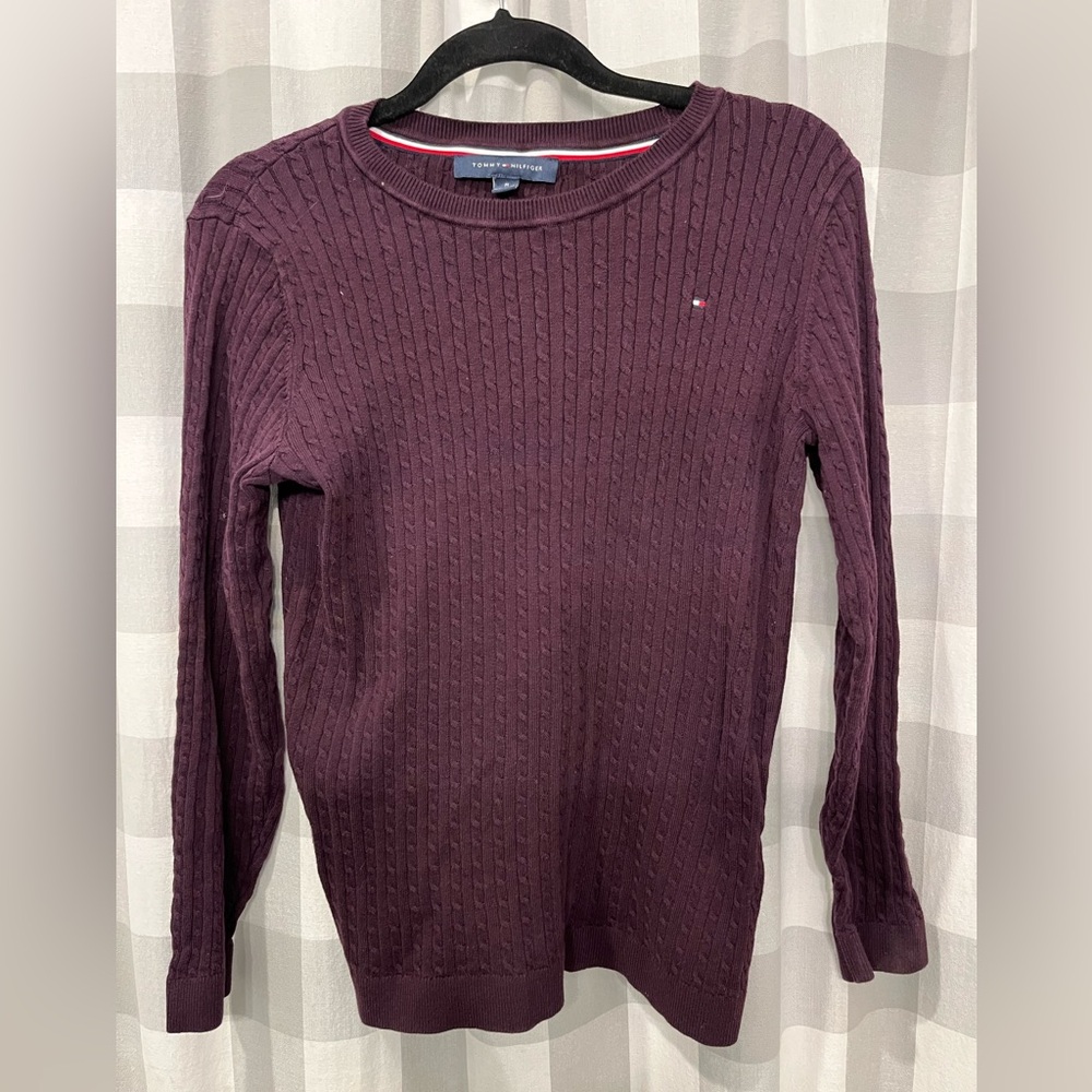 Tommy Hilfiger Women's Deep Maroon Cable Knit Sweater